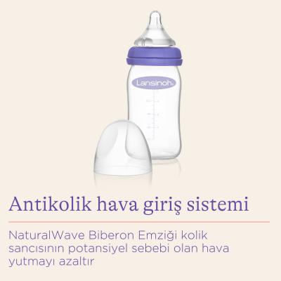 Lansinoh Glass Feeding Bottle 160ml + NaturalWave Bottle Teat Slow Flow