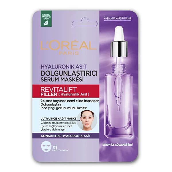 L'OrŽal Paris Revitalift Filler Hyaluronic Acid Face Mask - Anti-aging Skincare, Hydrating Face Mask for Intense Hydration