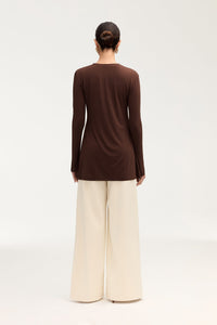 Labina Jersey Two Piece Tie Front Top - Brown Clothing Veiled 