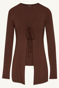 Labina Jersey Two Piece Tie Front Top - Brown Clothing Veiled 