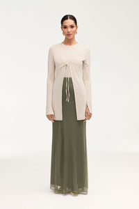Labina Jersey Two Piece Tie Front Top - Stone Clothing Veiled 