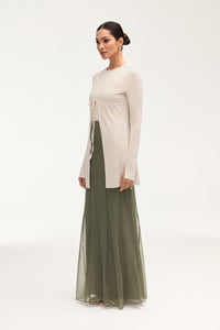 Labina Jersey Two Piece Tie Front Top - Stone Clothing Veiled 