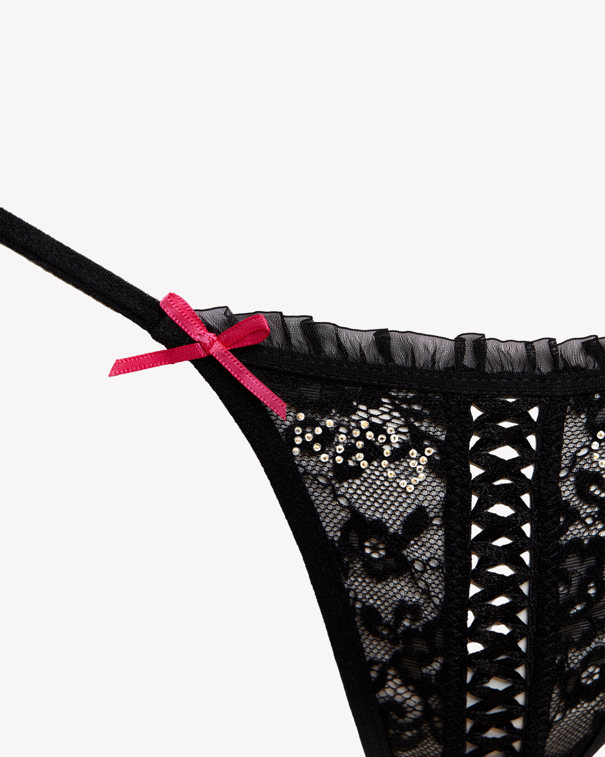 Cats n Scribbles Kitty Girl Lace-up G-String — back view