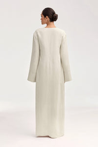Lana Linen Button Down Maxi Dress - Oatmeal Clothing Veiled 