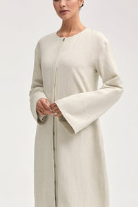 Lana Linen Button Down Maxi Dress - Oatmeal Clothing Veiled 
