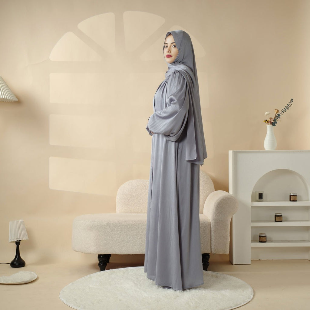 Mariam's Collection Lantern Sleeve Abaya, 4-Piece Set Large Pleated Sleeves Abaya (MOA084) — main product shot