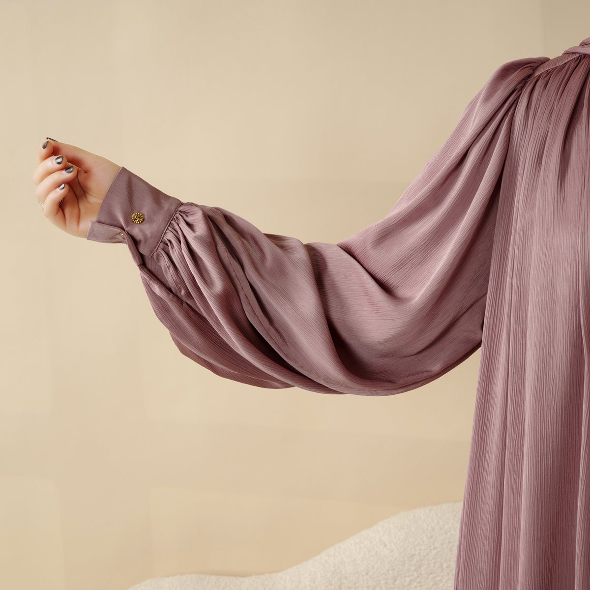 Mariam's Collection Lantern Sleeve Abaya, 4-Piece Set Large Pleated Sleeves Abaya (MOA084) — detail shot 8