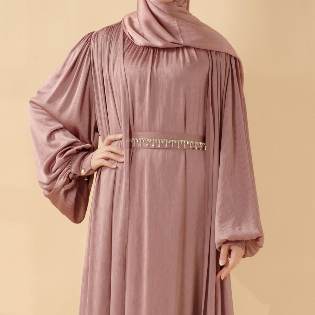 Mariam's Collection Lantern Sleeve Abaya, 4-Piece Set Large Pleated Sleeves Abaya (MOA084) — detail shot 7
