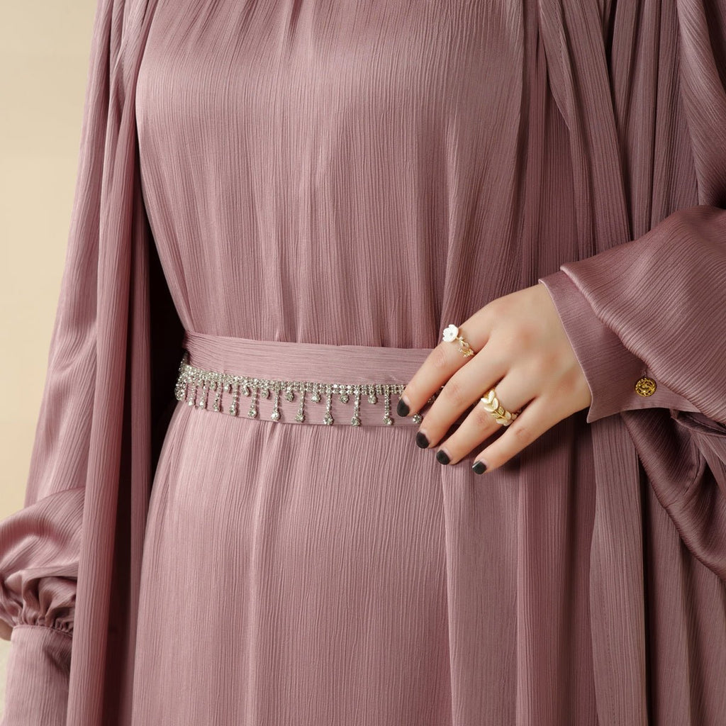 Mariam's Collection Lantern Sleeve Abaya, 4-Piece Set Large Pleated Sleeves Abaya (MOA084) — detail shot 9