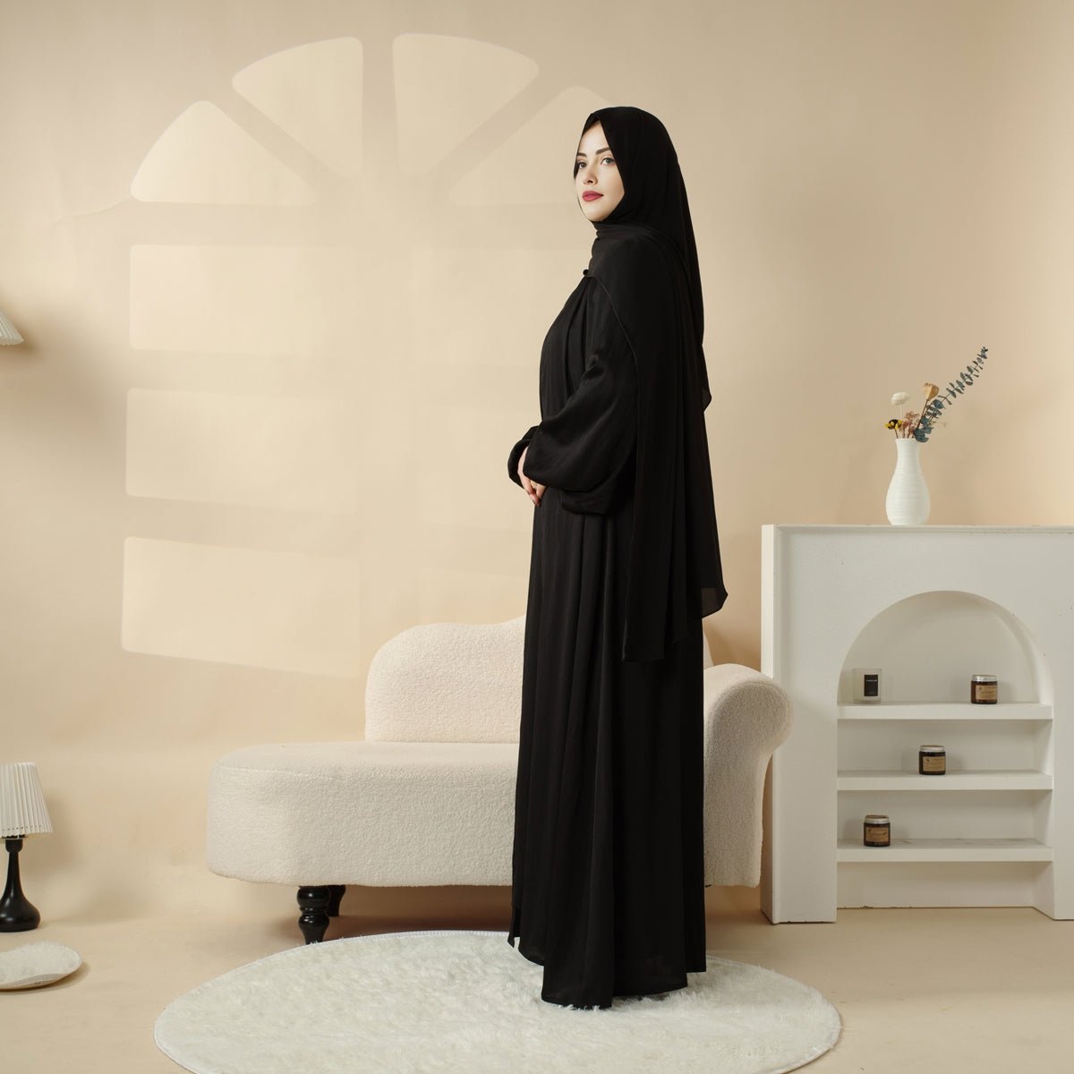Mariam's Collection Lantern Sleeve Abaya, 4-Piece Set Large Pleated Sleeves Abaya (MOA084) — comparison shot