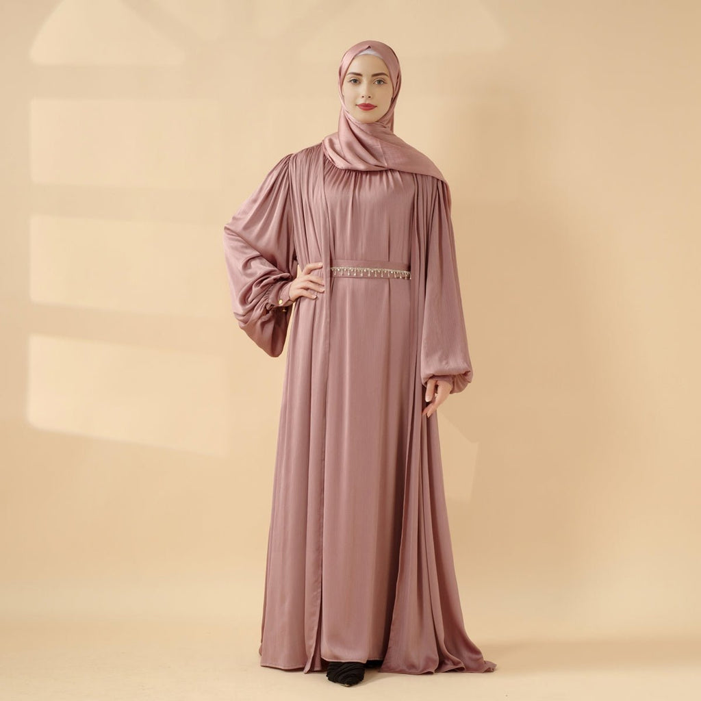 Mariam's Collection Lantern Sleeve Abaya, 4-Piece Set Large Pleated Sleeves Abaya (MOA084) — main product shot