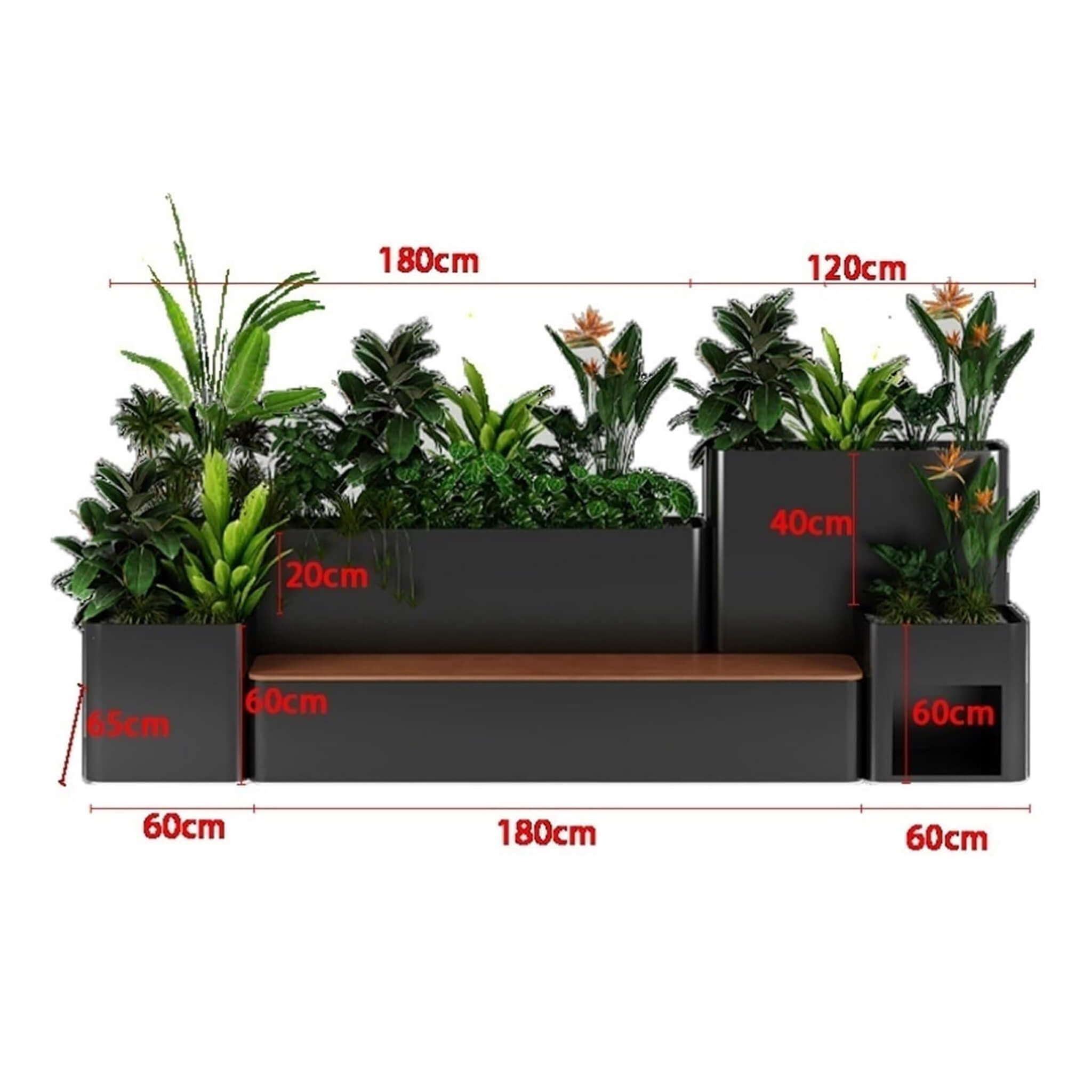 10FT Large Industrial Outdoor Flowerbox Bench With Metal Planter And Hardwood Seat [Made-To-Order] (SAK95620) – SAKSBY WHOLES