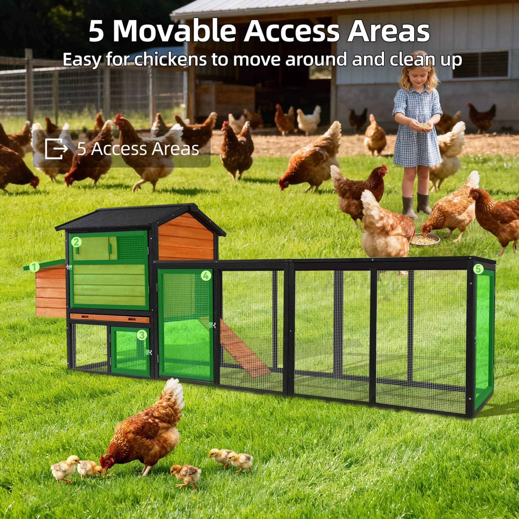 Large 114-Inch Outdoor Wooden Chicken Coop With Run And Nesting Box (SAK83516) – SAKSBY WHOLESALE, view 8