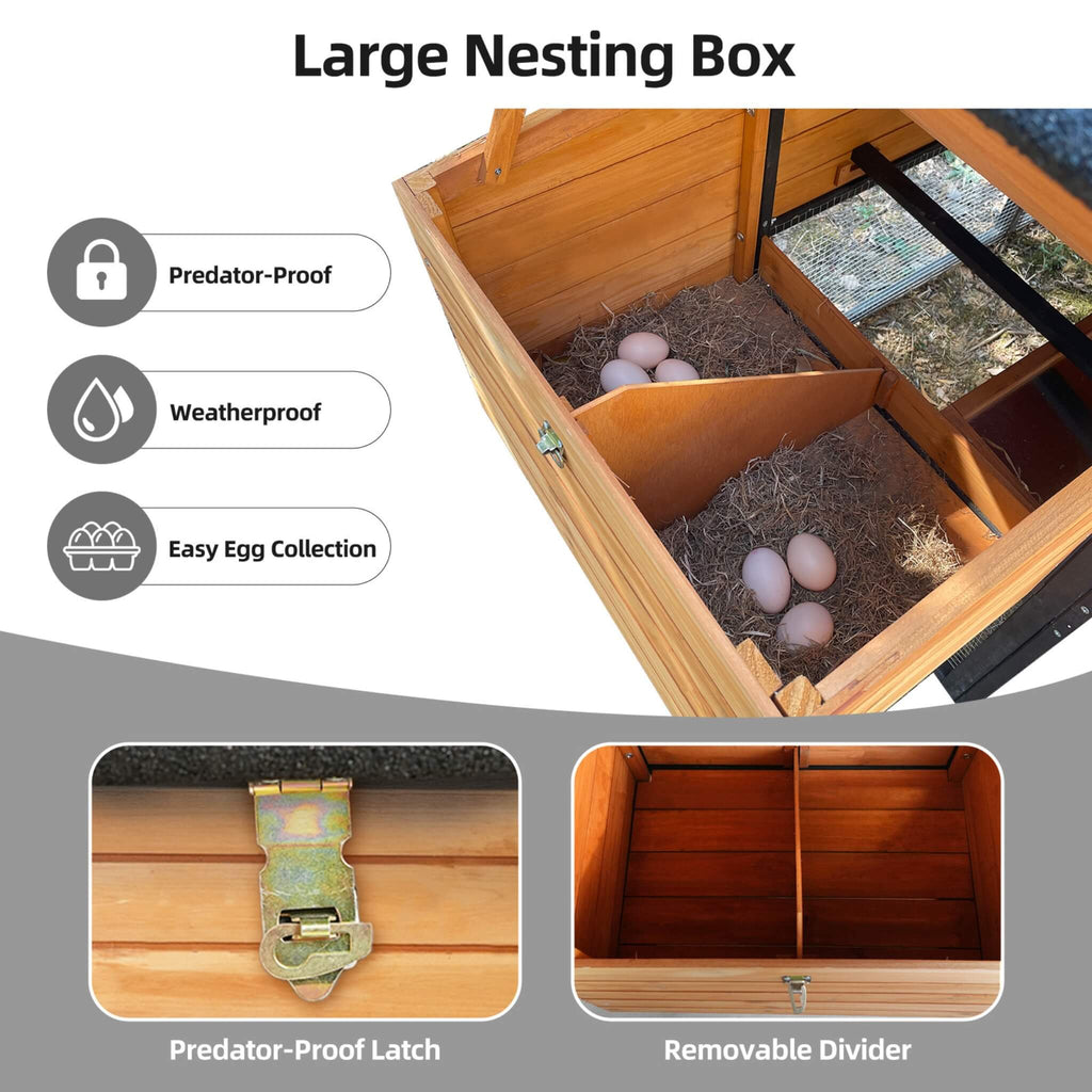 Large 114-Inch Outdoor Wooden Chicken Coop With Run And Nesting Box (SAK83516) – SAKSBY WHOLESALE, view 6