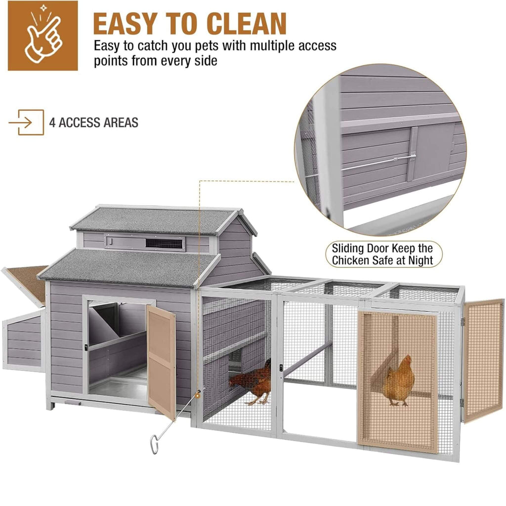 Large 115-Inch Portable Chicken Coop With Run And Nesting Boxes [8-10 Chickens] (SAK18263) – SAKSBY WHOLESALE, view 4