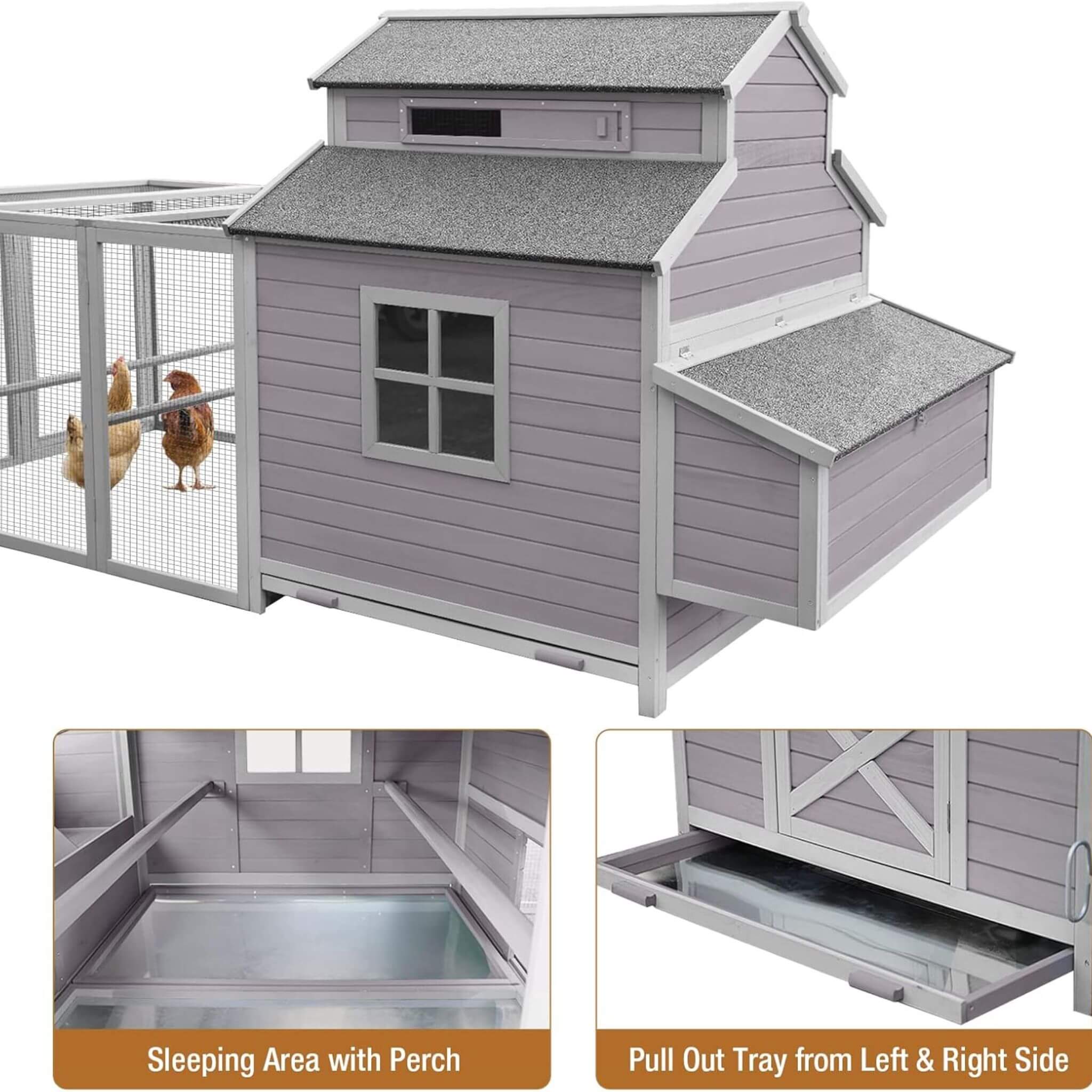 Large 115-Inch Portable Chicken Coop With Run And Nesting Boxes [8-10 Chickens] (SAK18263) – SAKSBY WHOLESALE, view 8