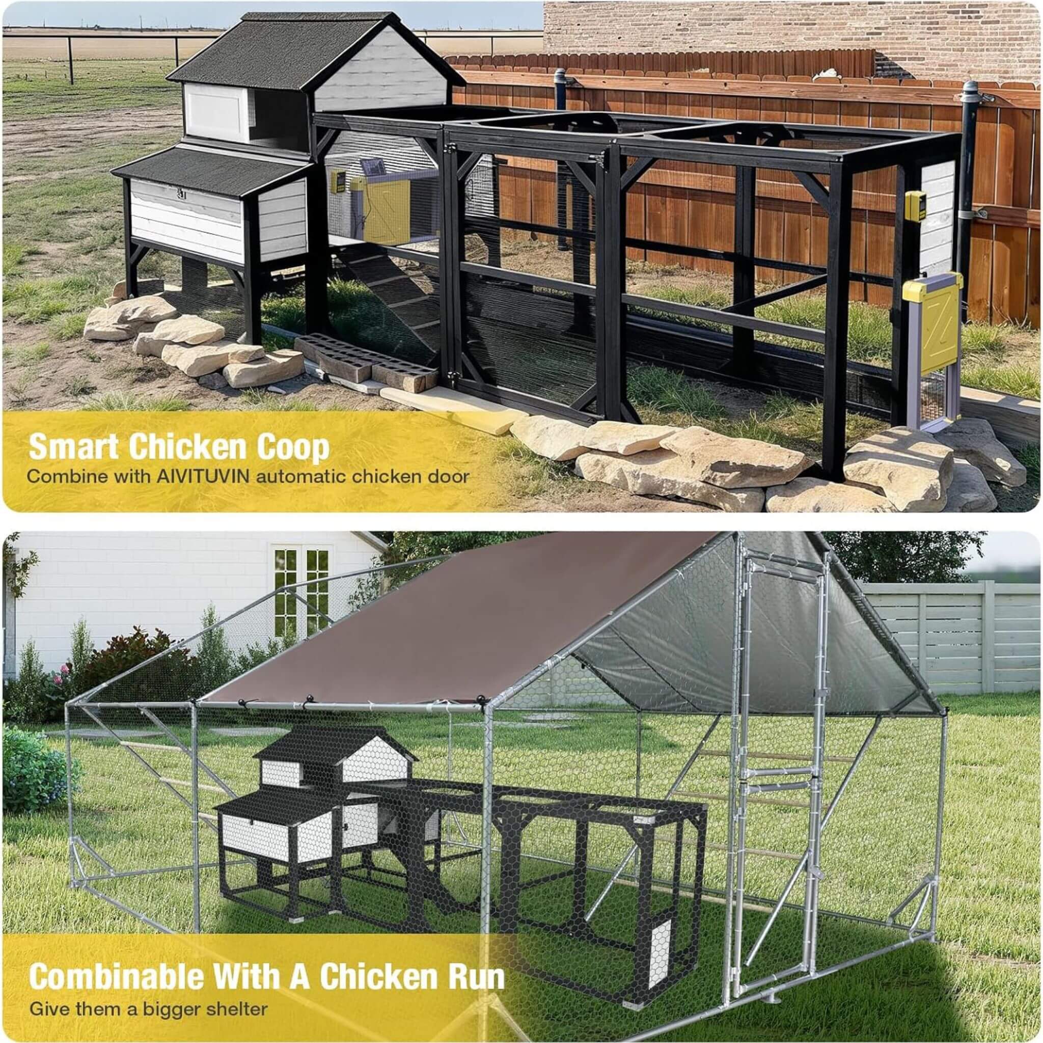 Large 118-Inch Outdoor Wooden Chicken Coop With Extended Run And 6 Nesting Boxes [8-10 Chickens] (SAK63940) – SAKSBY WHOLESAL