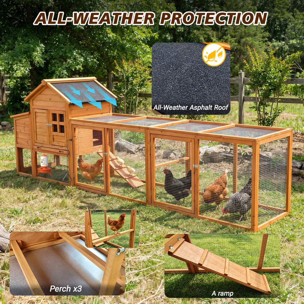 Large 122-Inch Chicken Coop With Run, Nest Box & Removable Tray For 4-6 Hens (SAK19542) – SAKSBY WHOLESALE, view 7