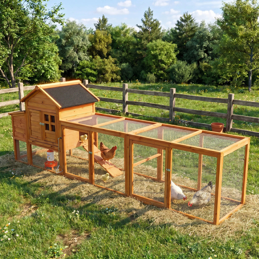 Large 122-Inch Chicken Coop With Run, Nest Box & Removable Tray For 4-6 Hens (SAK19542) – SAKSBY WHOLESALE, view 8