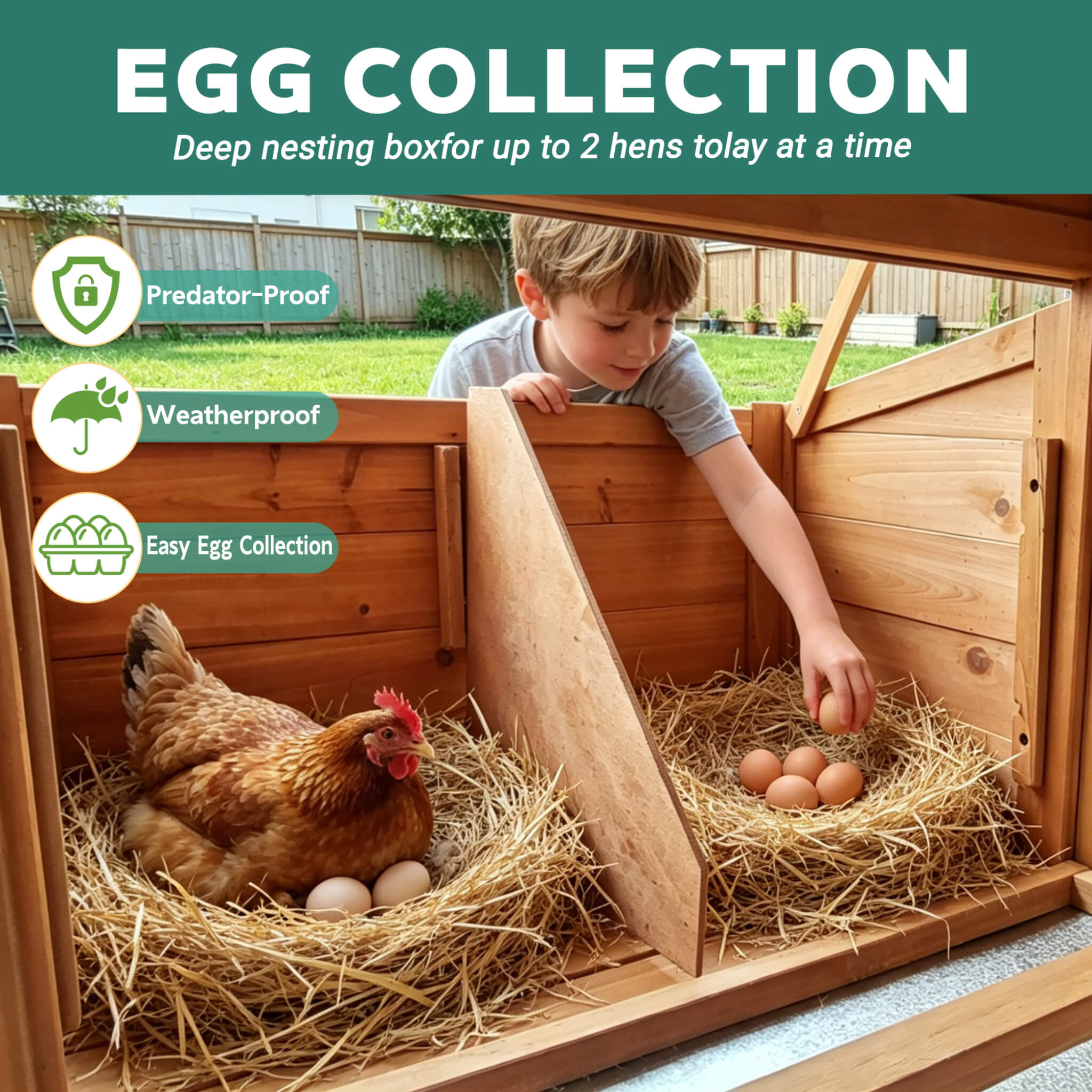Large 122-Inch Chicken Coop With Run, Nest Box & Removable Tray For 4-6 Hens (SAK19542) – SAKSBY WHOLESALE, view 3