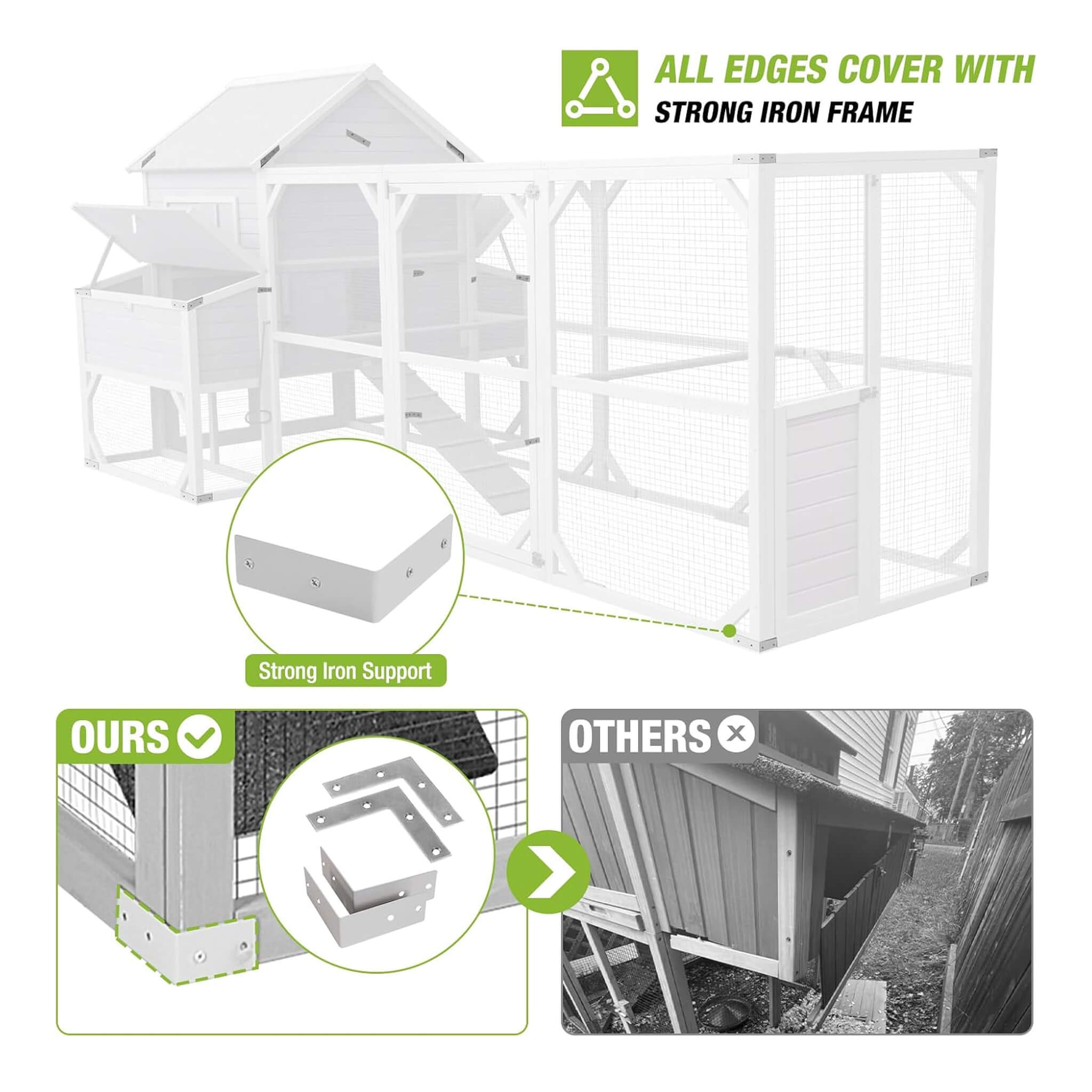 Large 137-Inch Wooden Chicken Coop With Run And 6 Nesting Boxes [10-15 Chickens] (SAK96430) – SAKSBY WHOLESALE, view 6