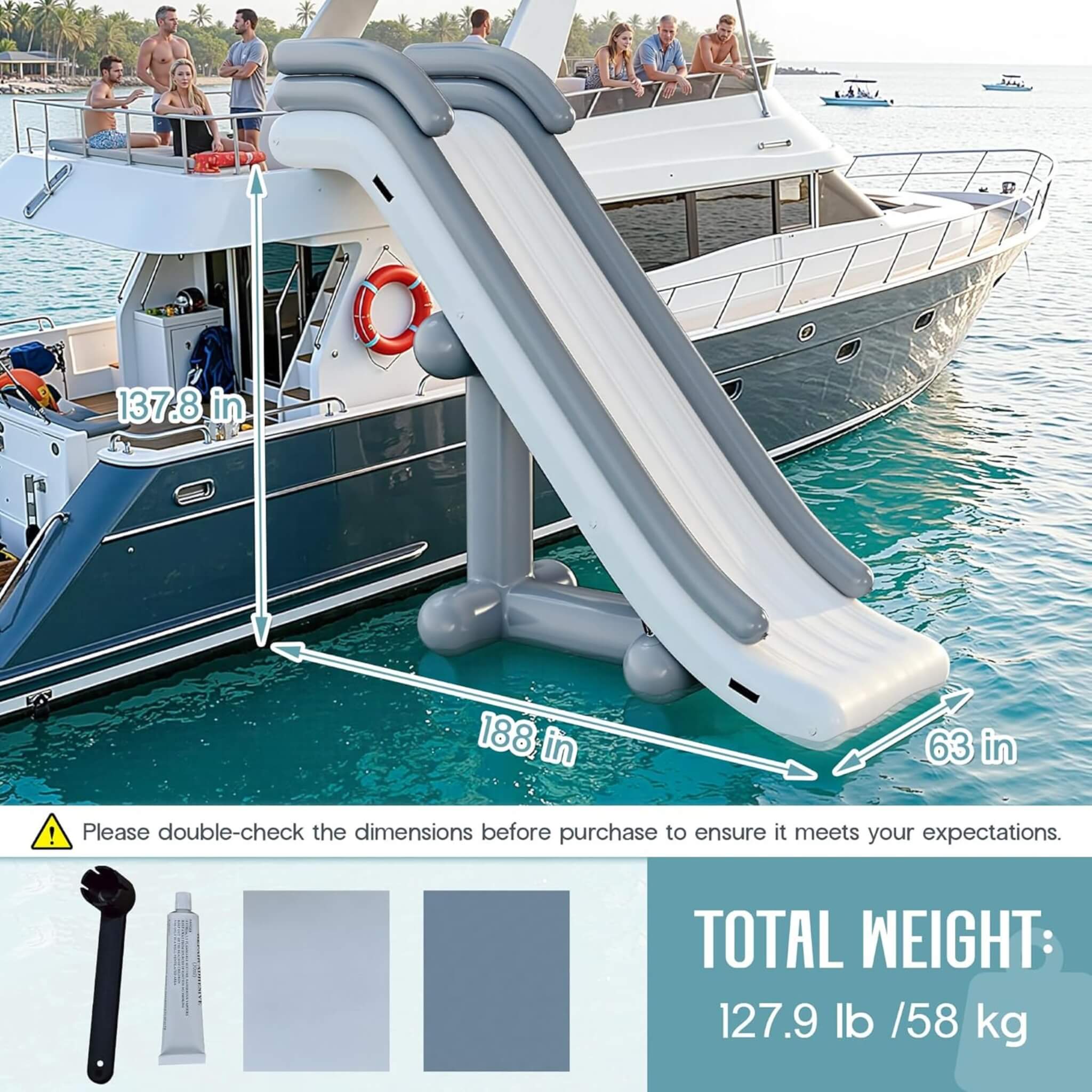 Large 16FT Commercial Inflatable Yacht Water Slide With Pump (SAK48172) – SAKSBY WHOLESALE, view 10