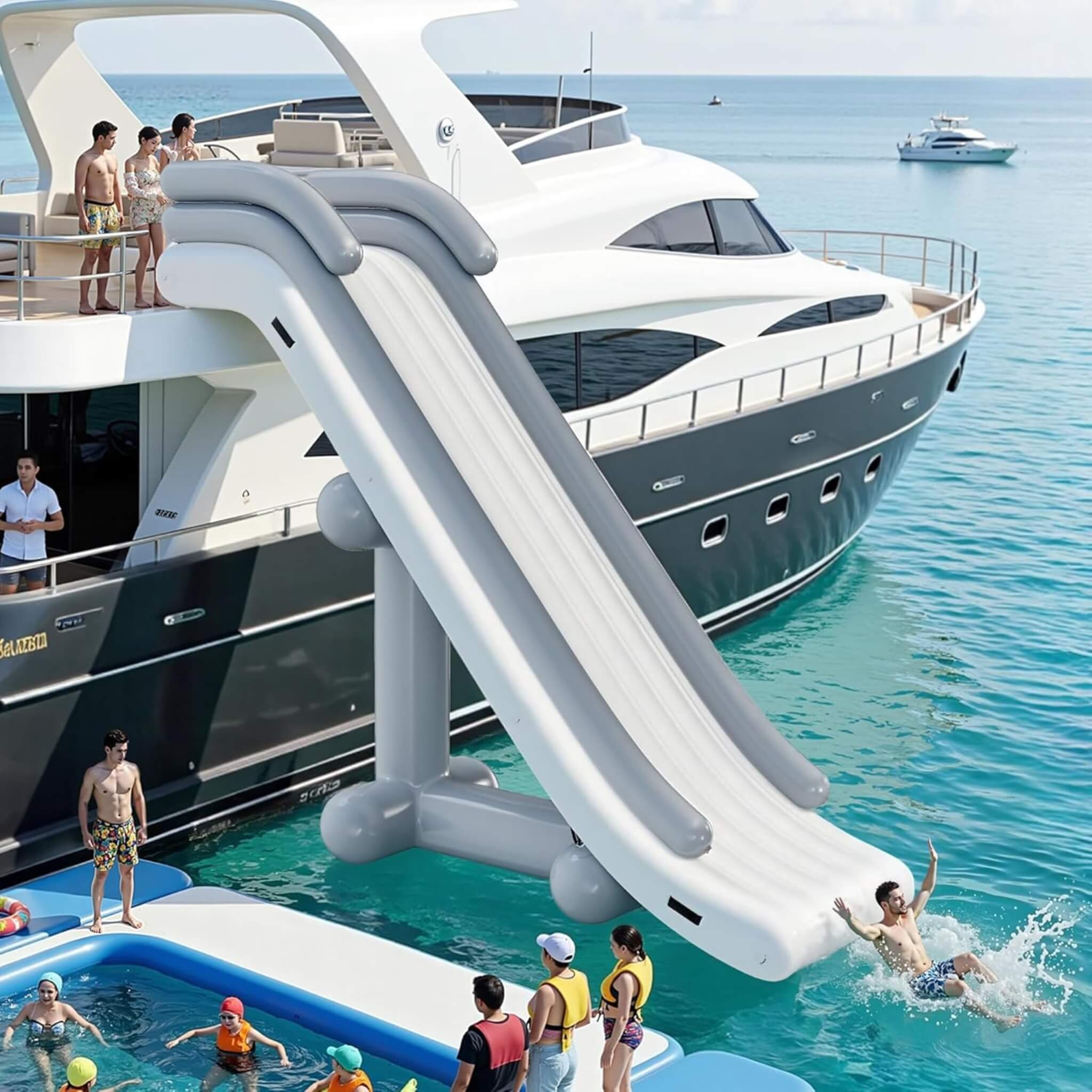 Large 16FT Commercial Inflatable Yacht Water Slide With Pump (SAK48172) – SAKSBY WHOLESALE