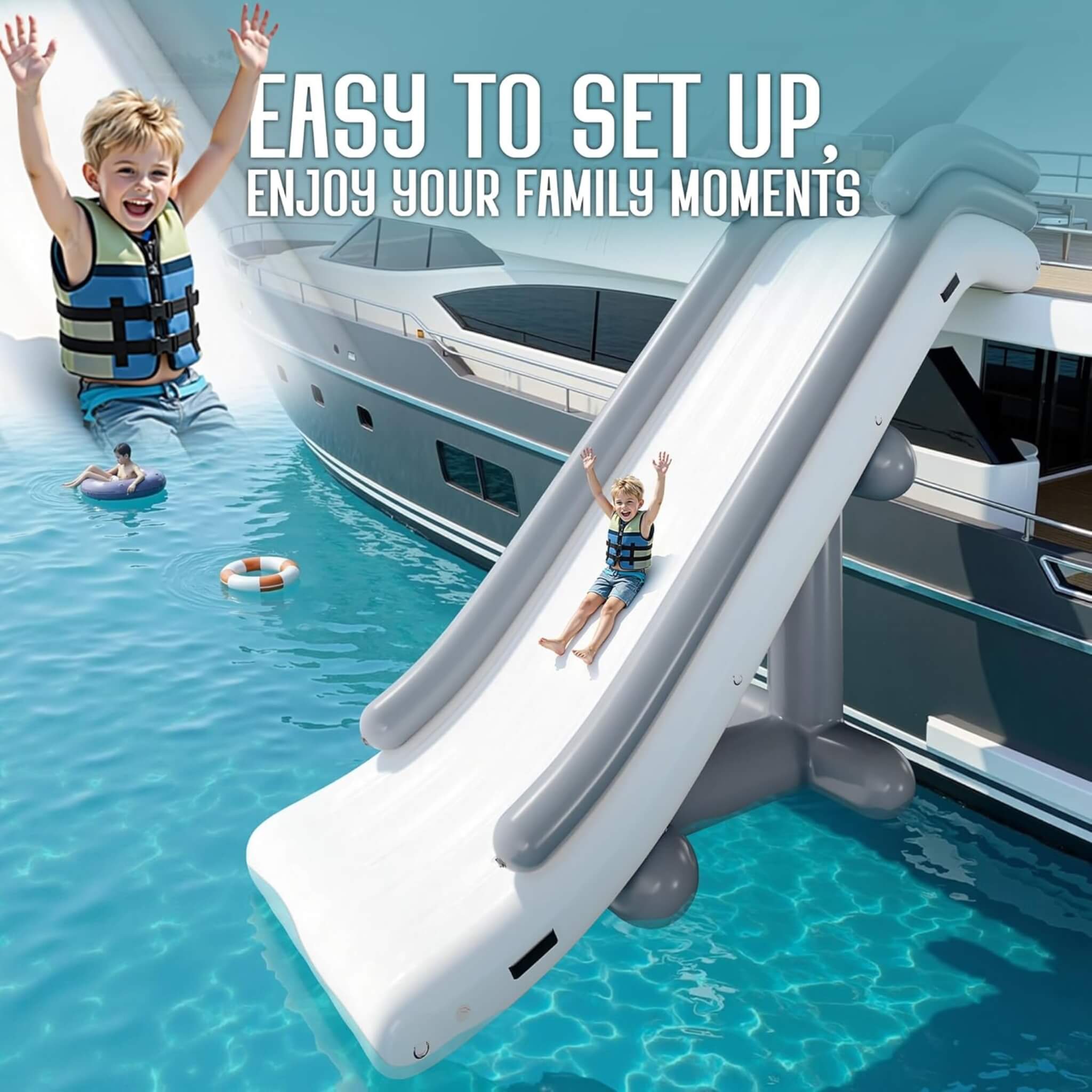 Large 16FT Commercial Inflatable Yacht Water Slide With Pump (SAK48172) – SAKSBY WHOLESALE, view 5