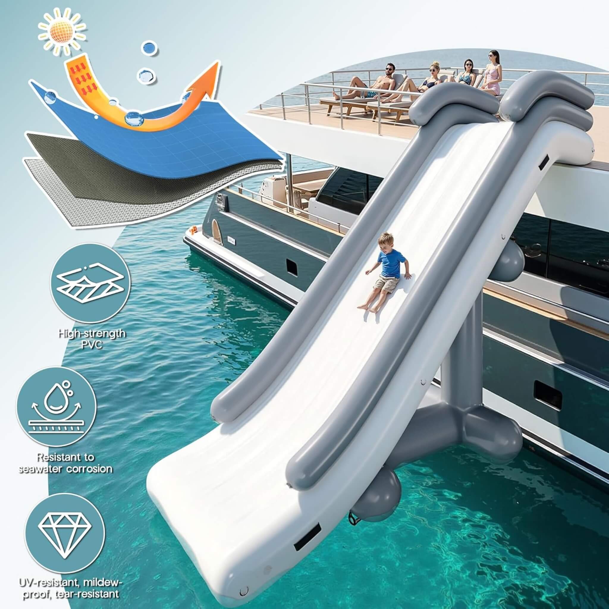 Large 16FT Commercial Inflatable Yacht Water Slide With Pump (SAK48172) – SAKSBY WHOLESALE, view 7