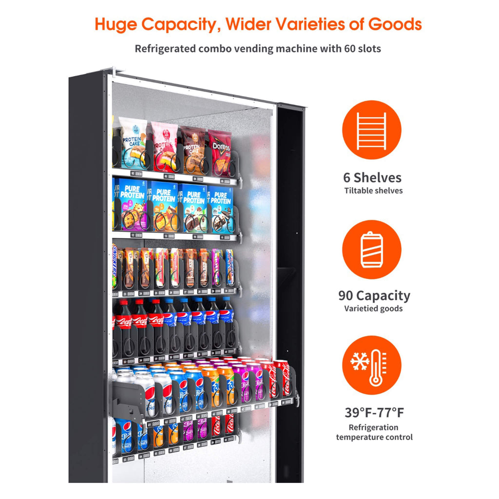 Large 60-Slot Commercial Snack And Drink Refrigerated Combo Vending Machine (SAK58735) – SAKSBY WHOLESALE, view 4