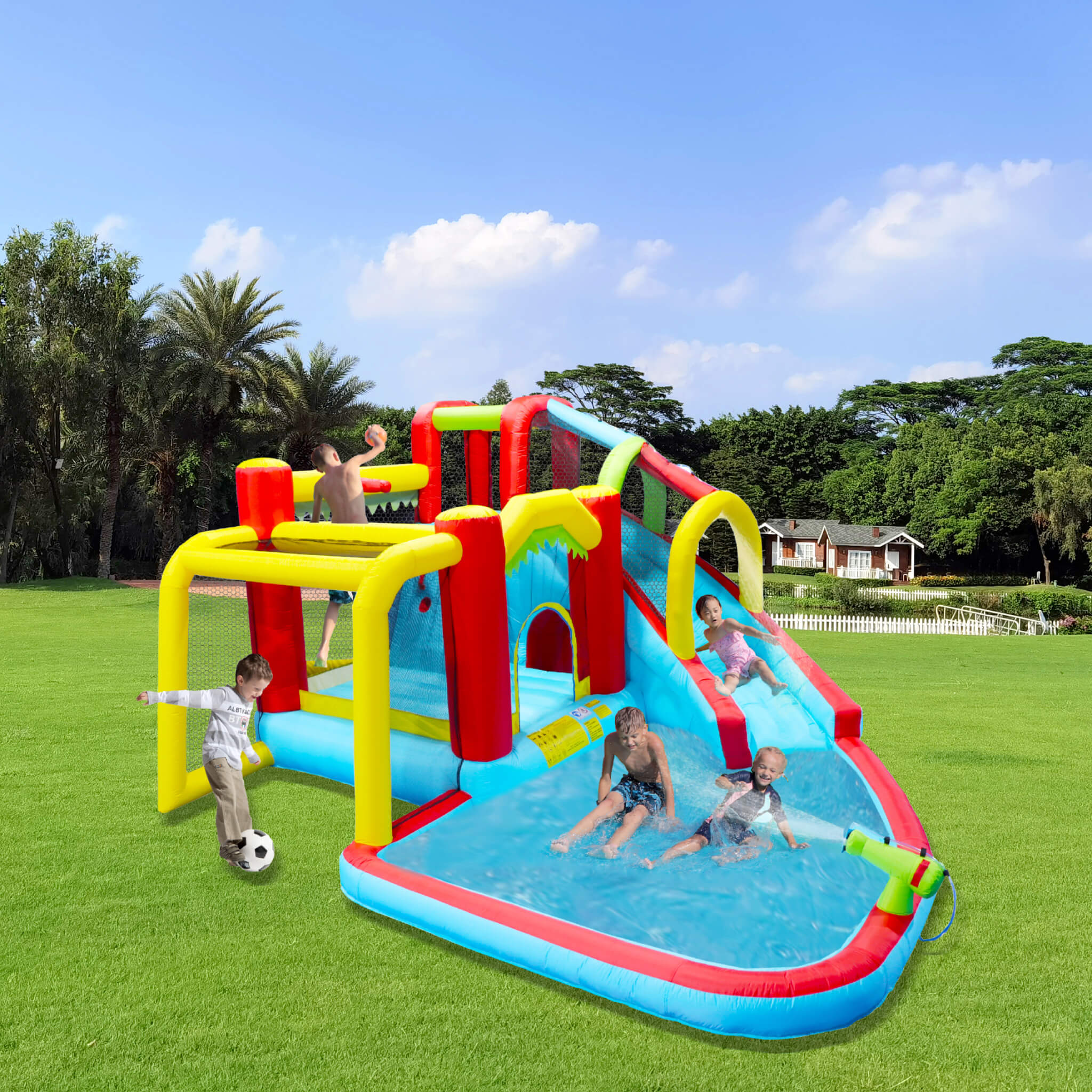 Large 7-In-1 Inflatable Water Slide Bouncer Pool With Climbing Wall (SAK60841) – SAKSBY WHOLESALE, view 13