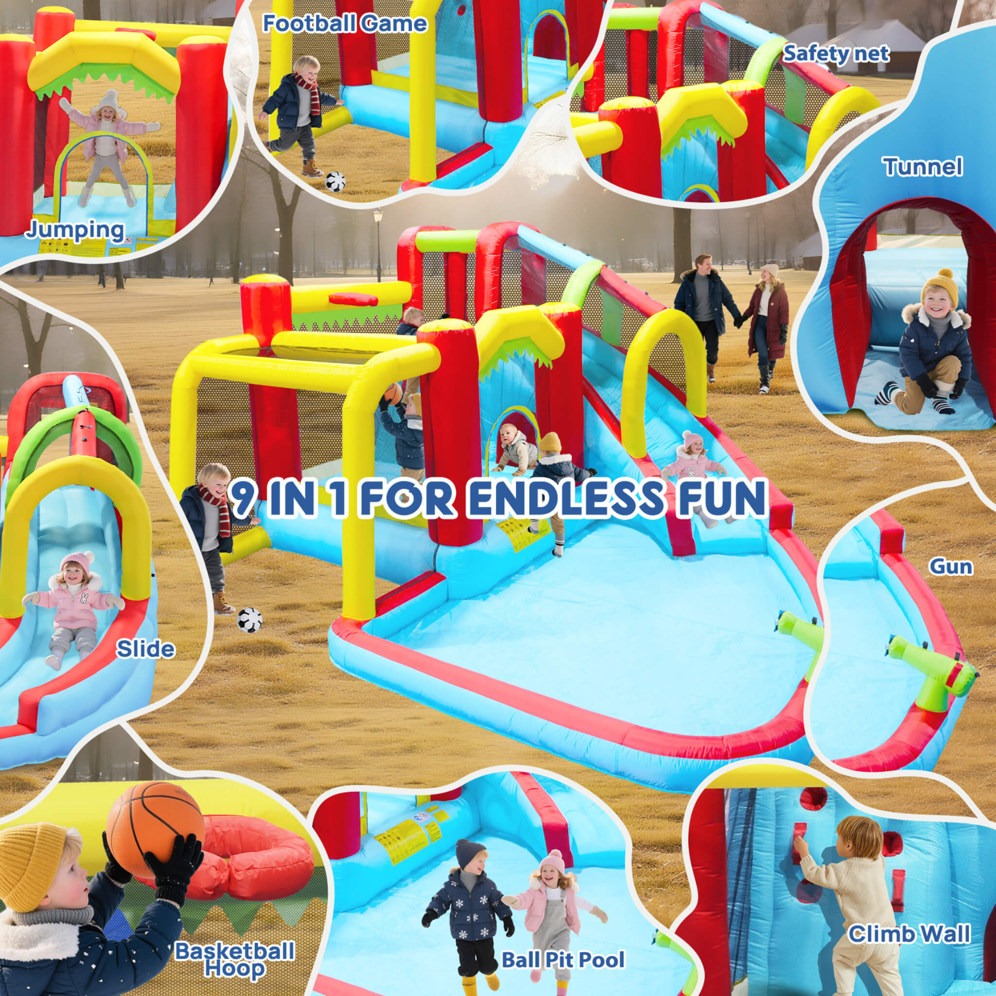 Large 7-In-1 Inflatable Water Slide Bouncer Pool With Climbing Wall (SAK60841) – SAKSBY WHOLESALE, view 4