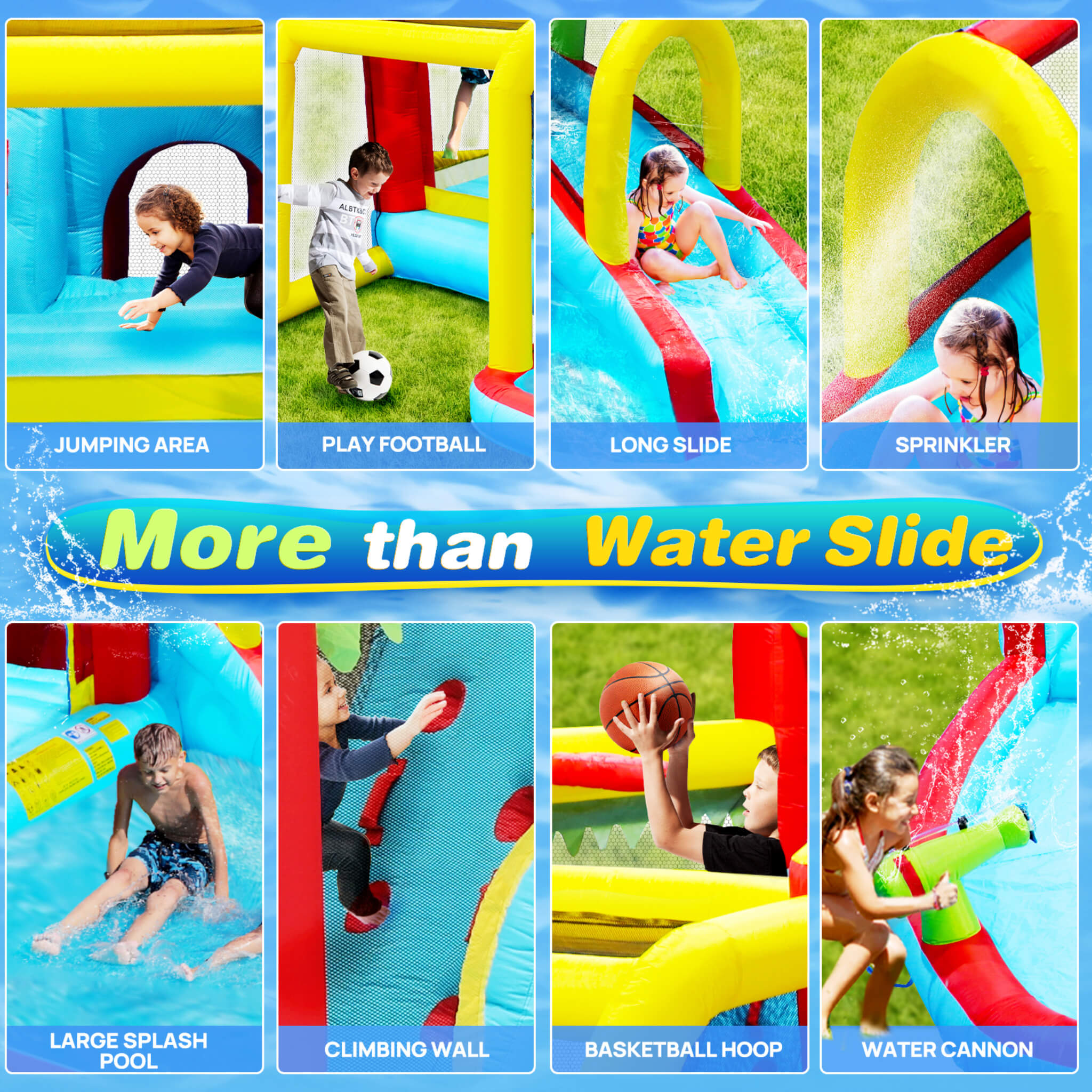 Large 7-In-1 Inflatable Water Slide Bouncer Pool With Climbing Wall (SAK60841) – SAKSBY WHOLESALE, view 3