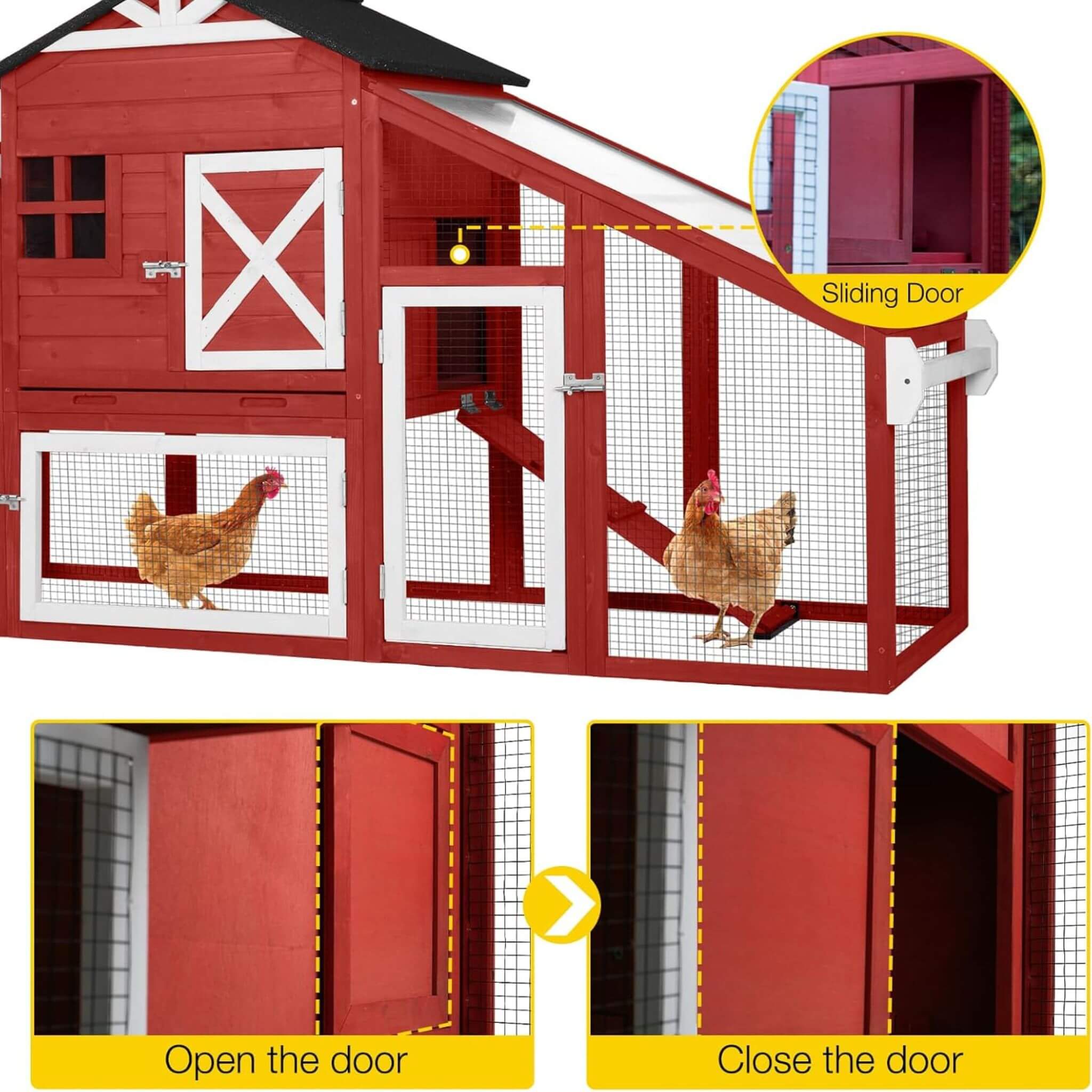 Large 73-Inch Portable Chicken Coop With Wheels And Nesting Box (SAK27495) – SAKSBY WHOLESALE, view 4