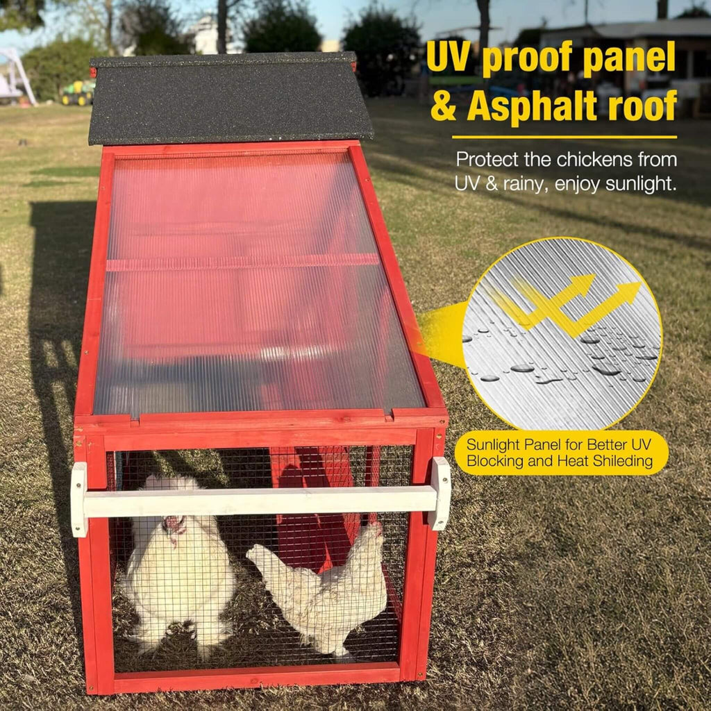 Large 73-Inch Portable Chicken Coop With Wheels And Nesting Box (SAK27495) – SAKSBY WHOLESALE, view 5