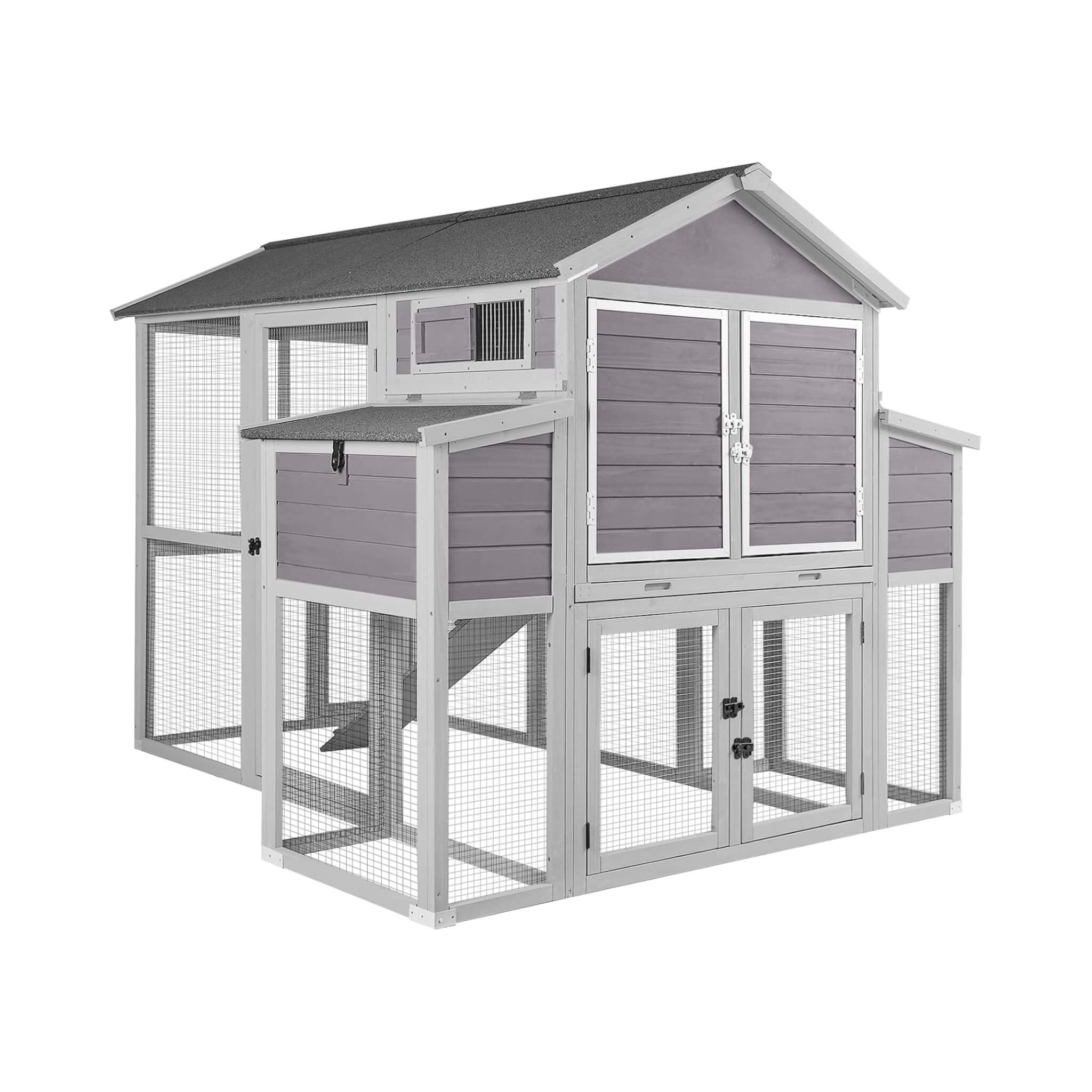Large 76-Inch Outdoor Chicken Hen House With Sleeping Area And Run [6-10 Chickens] (SAK56431) – SAKSBY WHOLESALE