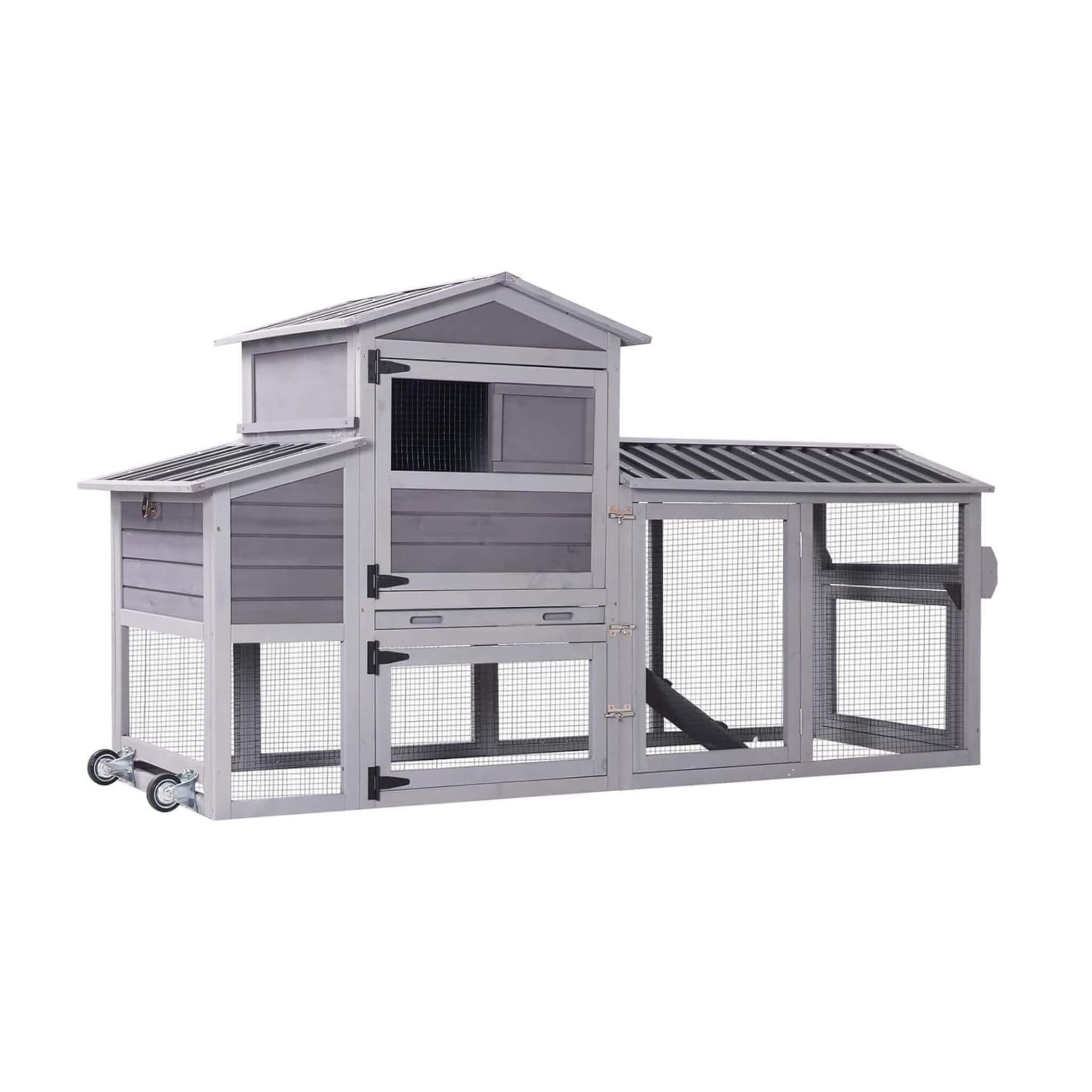 Large 83-Inch Mobile Chicken Coop With Wheels And Nesting Box [4-6 Chickens] (SAK81360) – SAKSBY WHOLESALE