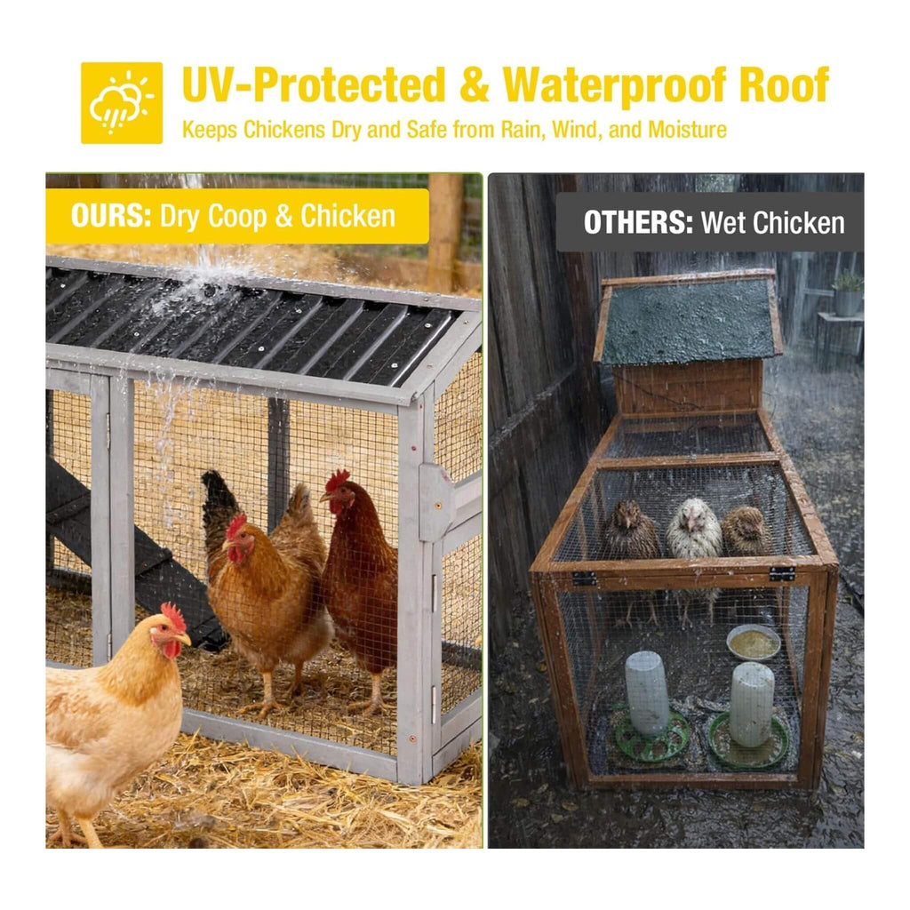 Large 83-Inch Mobile Chicken Coop With Wheels And Nesting Box [4-6 Chickens] (SAK81360) – SAKSBY WHOLESALE, view 7