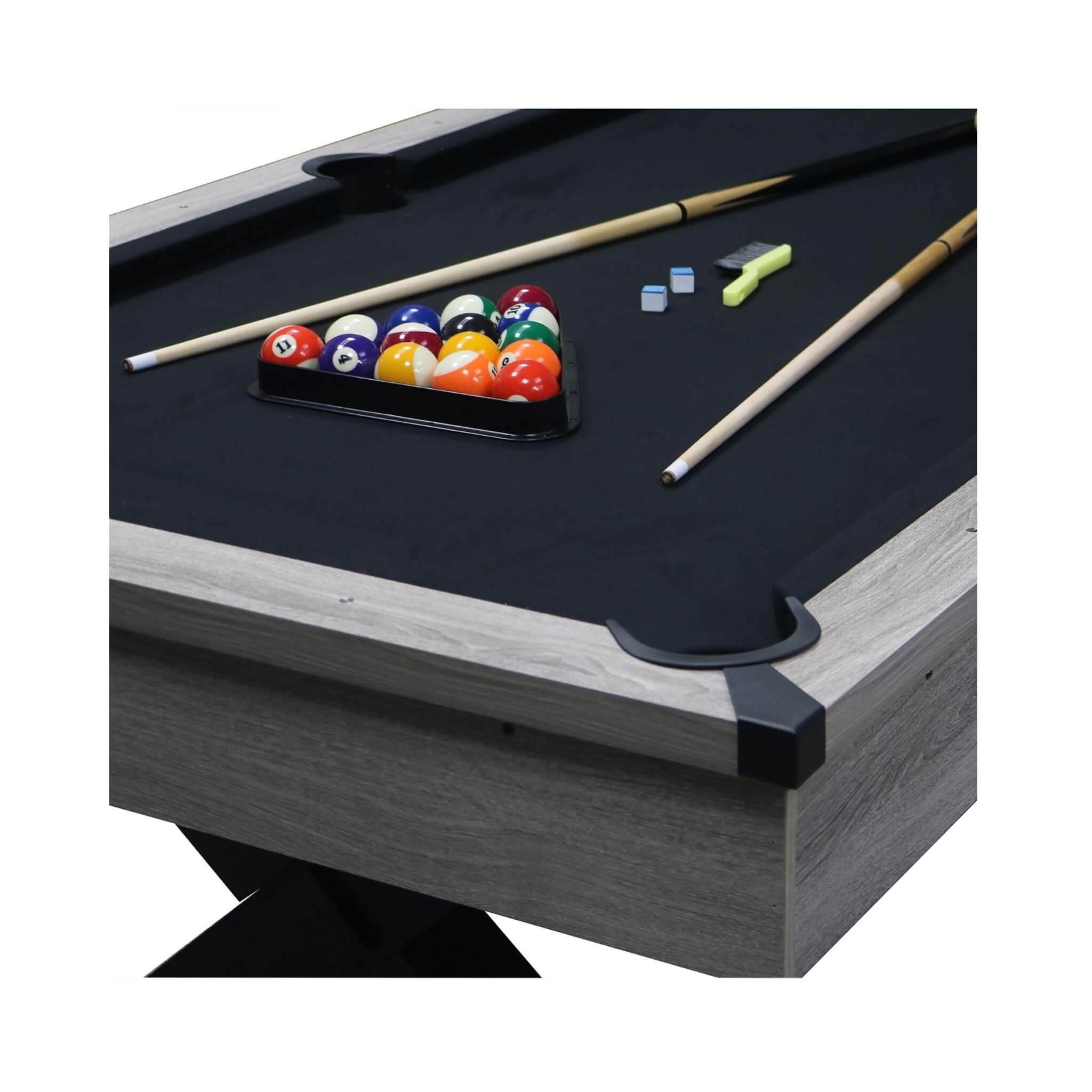 Large 84-Inch Rustic Gray Pool Table With Cues, Balls And X-Legs (SAK54361) – SAKSBY WHOLESALE, view 10