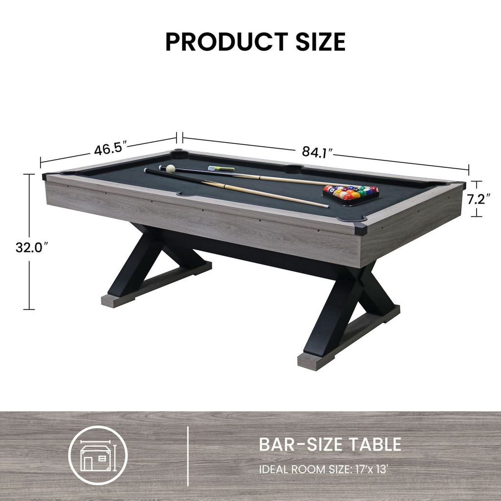 Large 84-Inch Rustic Gray Pool Table With Cues, Balls And X-Legs (SAK54361) – SAKSBY WHOLESALE, view 14
