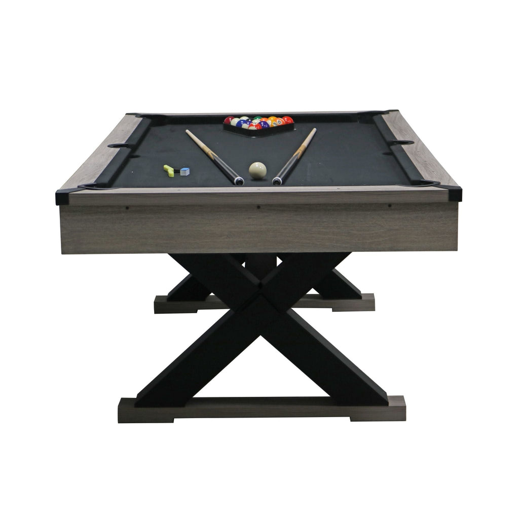 Large 84-Inch Rustic Gray Pool Table With Cues, Balls And X-Legs (SAK54361) – SAKSBY WHOLESALE, view 7