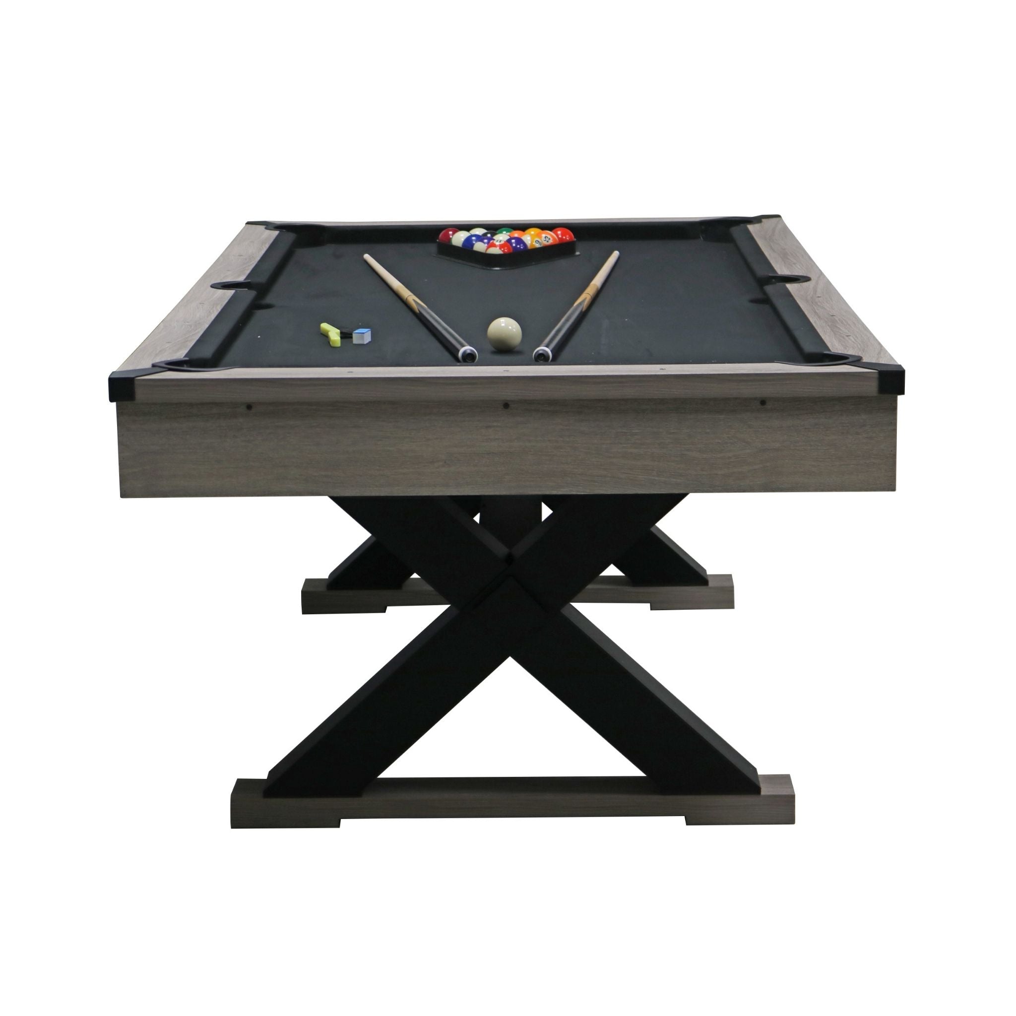 Large 84-Inch Rustic Gray Pool Table With Cues, Balls And X-Legs (SAK54361) – SAKSBY WHOLESALE, view 7