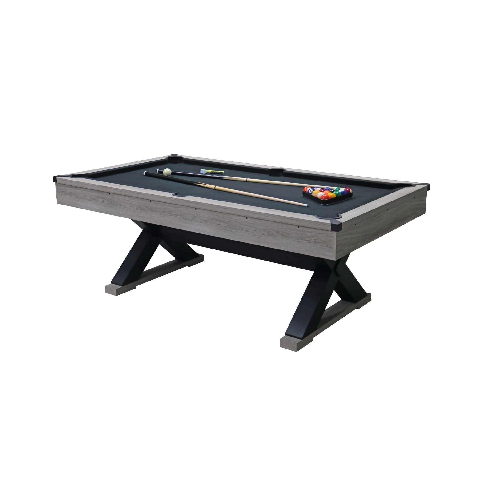 Large 84-Inch Rustic Gray Pool Table With Cues, Balls And X-Legs (SAK54361) – SAKSBY WHOLESALE, view 9