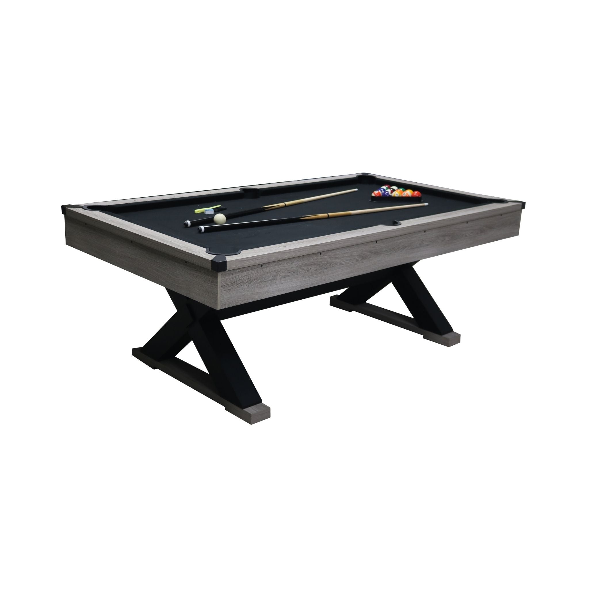 Large 84-Inch Rustic Gray Pool Table With Cues, Balls And X-Legs (SAK54361) – SAKSBY WHOLESALE, view 4