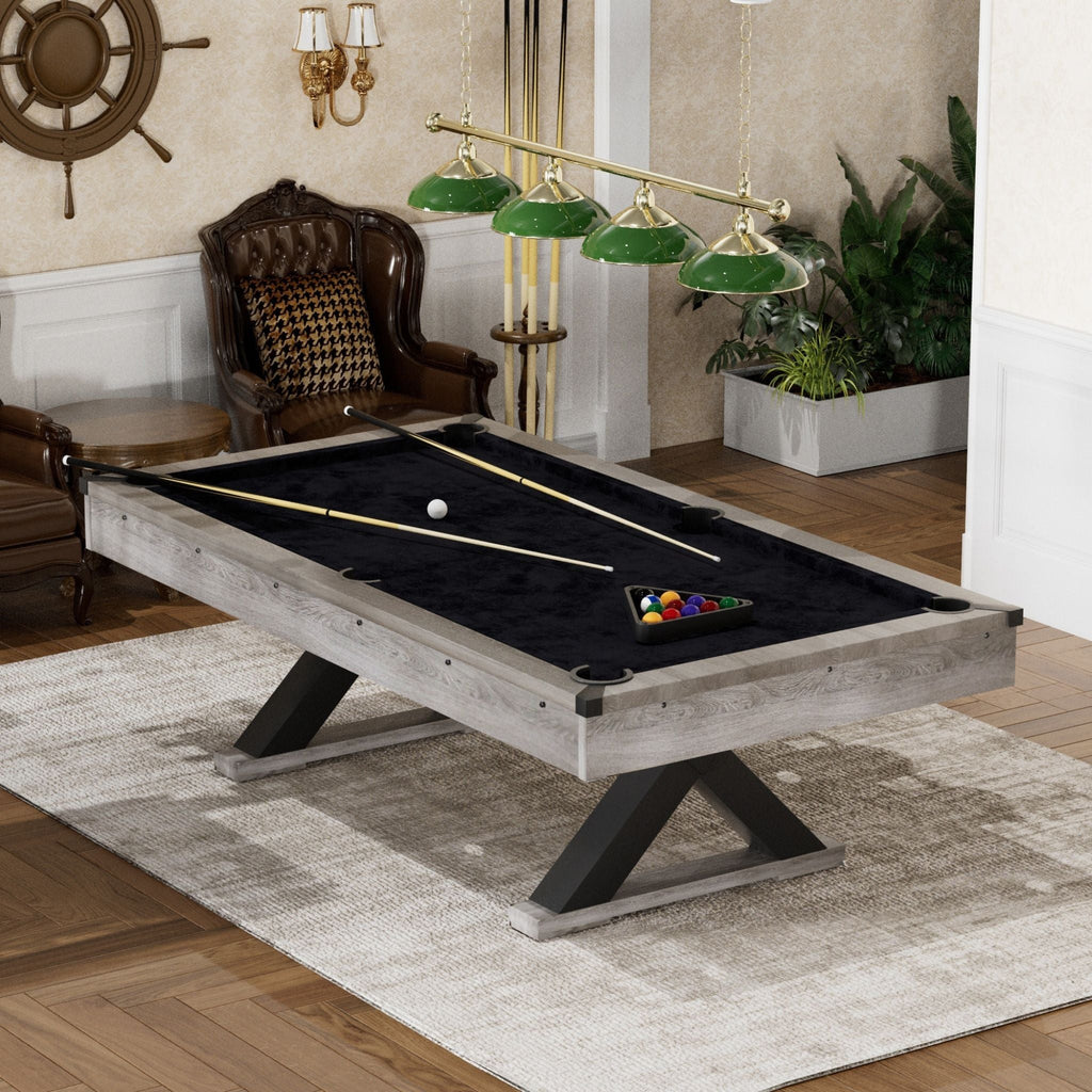Large 84-Inch Rustic Gray Pool Table With Cues, Balls And X-Legs (SAK54361) – SAKSBY WHOLESALE, view 3