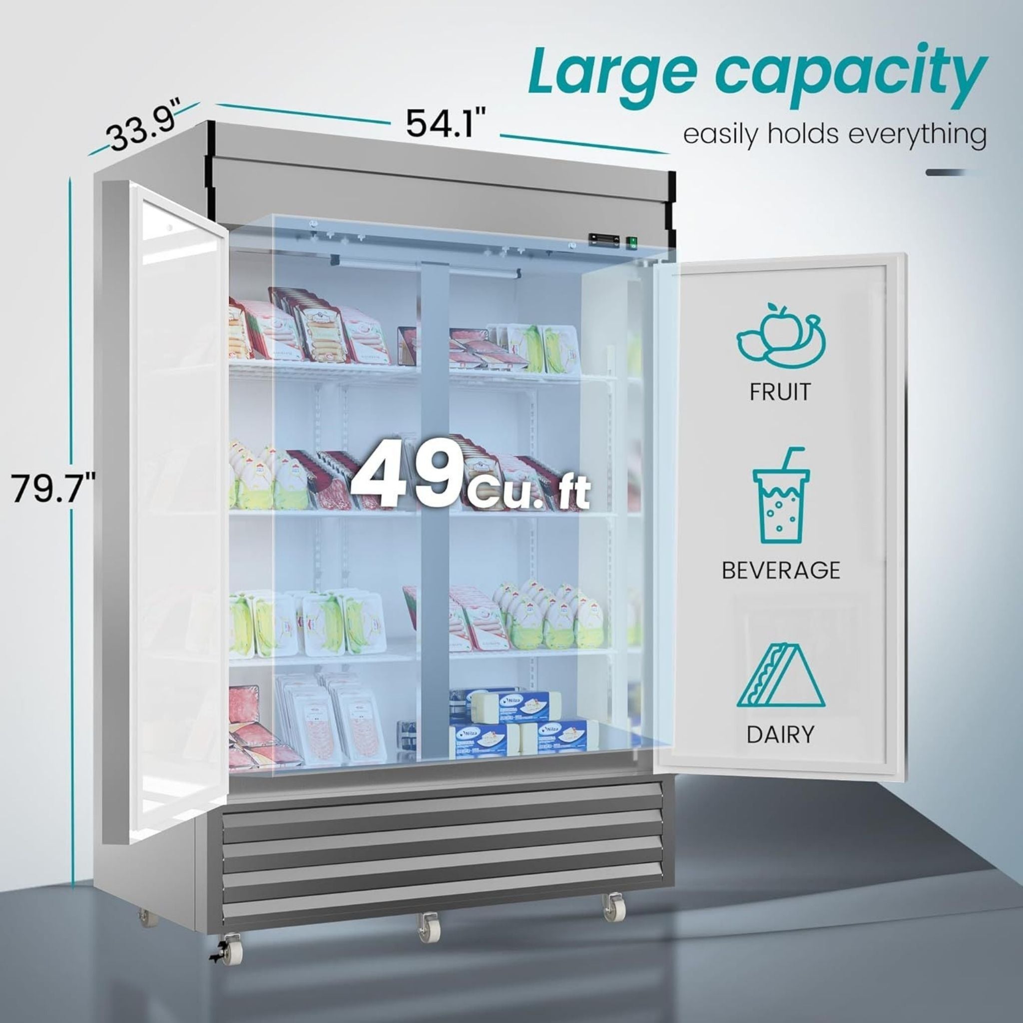 Large Commercial 49 Cu.Ft 2-Door Stainless Steel Reach-In Refrigerator With OmniSmart Temperature Control (SAK54160) – SAKSBY