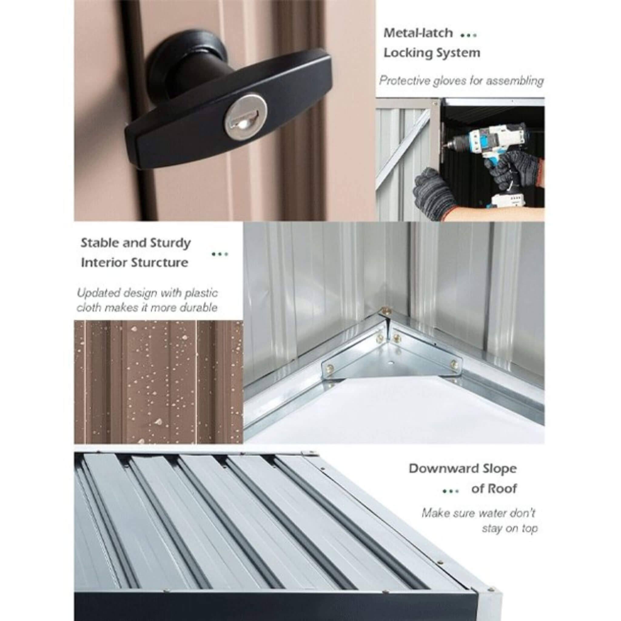 [08X10FT] Alora Large Heavy-Duty Outdoor Metal Garden Tools Storage Utility Shed W/ Lockable Door (SAK72751) – SAKSBY WHOLESA