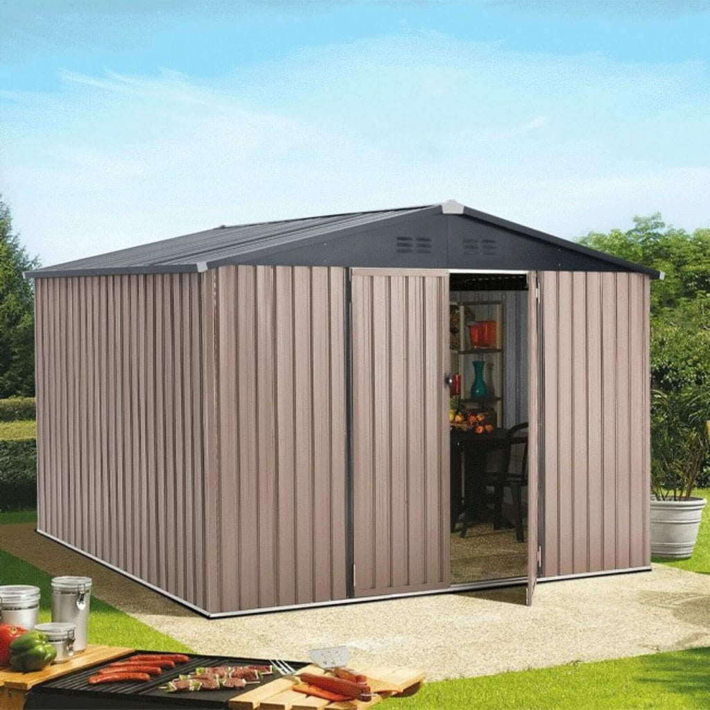 [08X10FT] Alora Large Heavy-Duty Outdoor Metal Garden Tools Storage Utility Shed W/ Lockable Door (SAK72751) – SAKSBY WHOLESA