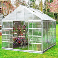 [10X12FT] Large Heavy-Duty Outdoor Walk-In Polycarbonate Aluminum Frame Greenhouse With Adjustable Vents & Sliding Doors (SAK