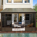 [12X14FT] Alora Haven Large Outdoor All-Season Wall-Mounted Sunroom With Galvanized Steel Roof & Moveable PVC Screen (SAK4647
